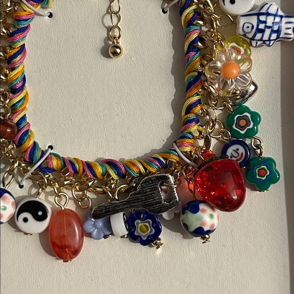 🍓 NWT Viral Atterri chunky Multicolor Ceramic & Cubic Zirconia charm Bracelet - Picture 8 of 12